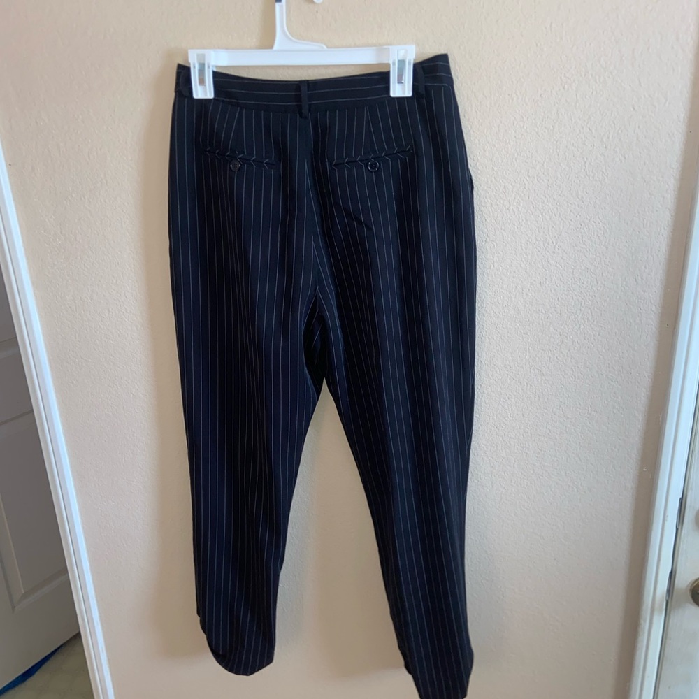 vintage striped trousers black dress slacks high waist glamour fashion y2k pants - Picture 10 of 11